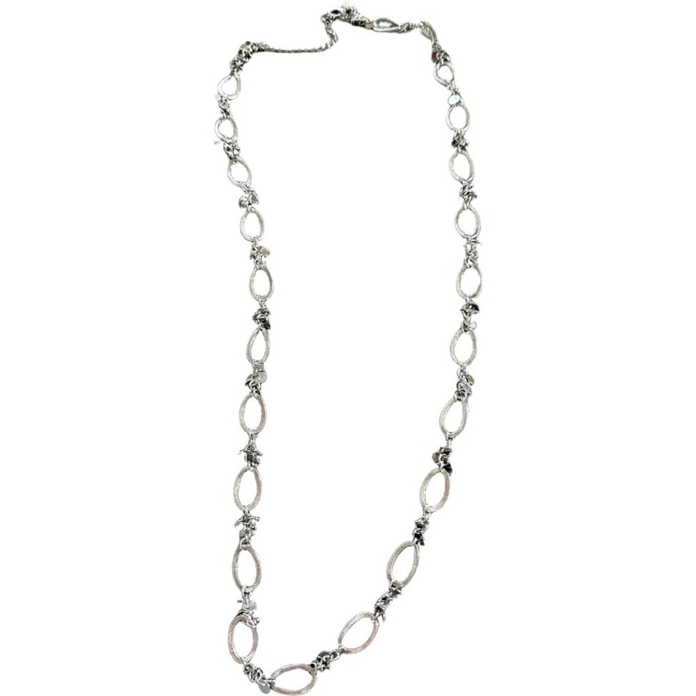 Lia Sophia Circle Chain Long Necklace Silver Formal Casual Everyday Wear - Picture 4 of 5